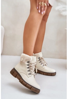 Women's Insulated Ankle Boots Trappers with Zipper Beige Mevanisa