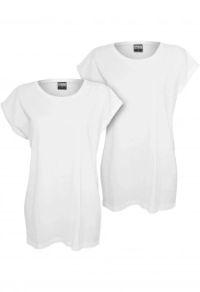 Ladies Extended Shoulder Tee 2-Pack wht/wht