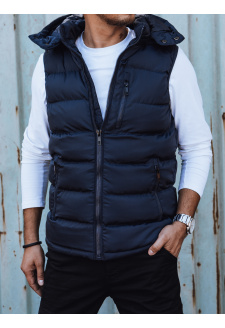 Men's quilted vest with hood blue Dstreet TX4780