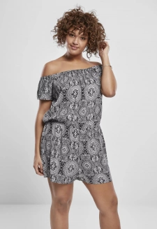 Ladies AOP Off Shoulder Short Jumpsuit bandana