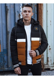 Men's winter quilted jacket with hood black Dstreet TX4867