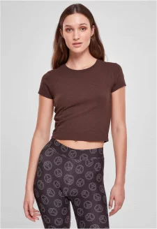 Ladies Stretch Jersey Cropped Tee brown