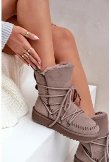 Women's snow boots made of natural suede D.Franklin DFSH375004 Taupe