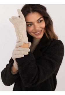 Beige knitted women's gloves