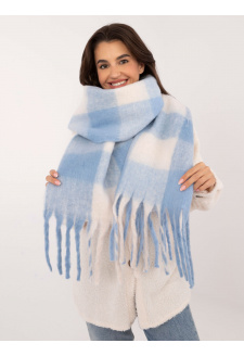 Blue and ecru long winter scarf