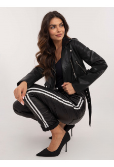 Black faux leather pants with pockets