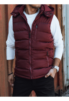 Men's quilted vest with a hood red Dstreet TX4765