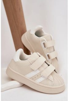 Dziecięce Buty Sportowe Sneakersy Z Eko Skóry Beżowe Renel