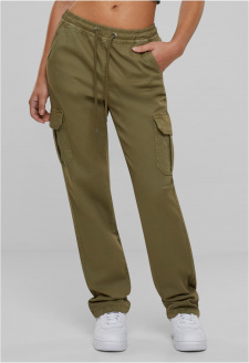 Ladies High Waist Twill Cargo Pants tiniolive