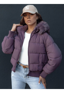 Women's quilted winter jacket with fur COLDPACK purple Dstreet TY4431