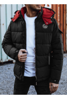 Men's winter quilted jacket with hood black Dstreet TX4930