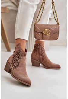 Lace-Up Ankle Cowboy Boots with Zipper in Brown Eco Suede S.Barski HY42-944