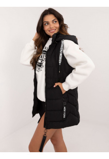 Black quilted women's zip-up vest