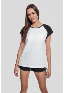 Ladies Contrast Raglan Tee white/black