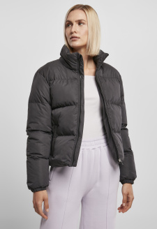 Ladies Short Peached Puffer Jacket black