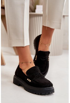 Women's Perforated Loafers Black Tannes