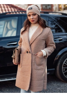 Women's oversized coat BARALITE long teddy type beige Dstreet NY0710