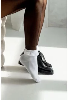 Women's Cotton Socks With Lace White