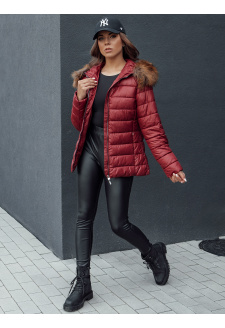 Women's winter quilted jacket with a hood ESTELLA burgundy Dstreet TY4530