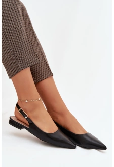 Baleriny Ze Złotą Klamrą Czarne Iverelle