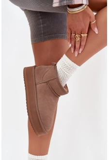 Zamszowe Śniegowce Damskie Na Platformie Vinceza 97962 Beżowe