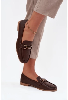 Półbuty Loafersy Damskie Z Ozdobą Brązowe Priscelle