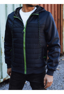 Men's transitional quilted jacket with a hood navy blue Dstreet TX4939