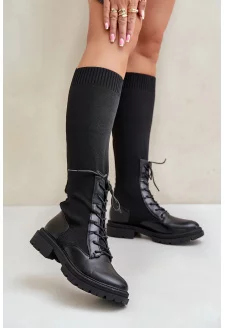 Black slip-on sock boots Iranel