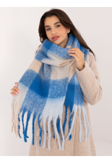 Blue-beige checkered women's scarf