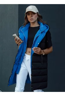 Women's long quilted vest with a hood CHESTER black Dstreet TY4535