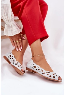 Ażurowe Baleriny Z Odkrytymi Palcami Srebrne Calgis