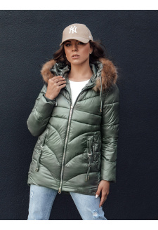 Women's winter jacket with a hood WINTERCHIC green Dstreet TY4435