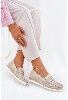 Mokasyny Damskie Z Eko Skóry Srebrne Bralithia