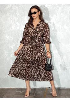 Women's dress one size LEOPRINTI midi in leopard print Dstreet EY2548