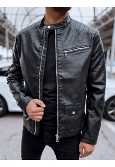 Men's black leather jacket Dstreet TX4711