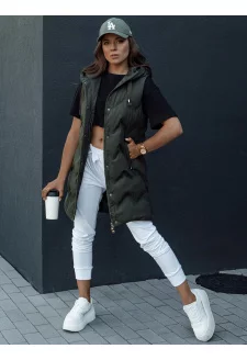 Women's quilted vest with a hood TAMIRA green Dstreet TY4533