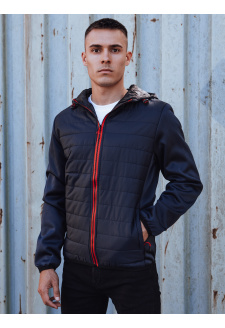 Men's transitional quilted jacket with hood navy blue Dstreet TX4861