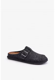 Comfortable Men's Slippers with Buckle Inblu Graphite
