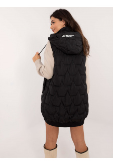 Black quilted women's vest with pockets