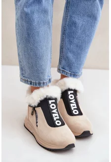 Women's ankle sneakers with fur beige Zeriana