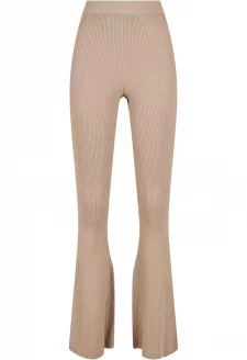 Ladies Rib Knit Bootcut Leggings lighttaupe