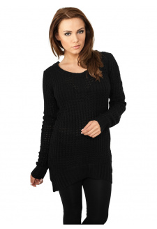 Ladies Long Wideneck Sweater black