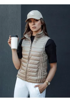 Women's quilted vest with a stand-up collar STYLISHZ pink Dstreet TY4449