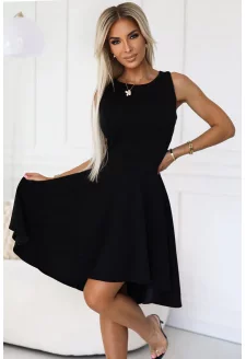 575-1 Unique dress with a longer back - BLACK