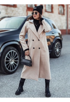 Women's oversized coat MODVENTURE with hood beige Dstreet NY0721