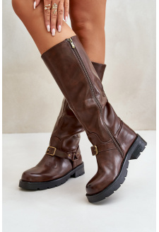 Insulated Women's Boots with Zipper Eco Leather Brown Tialethe