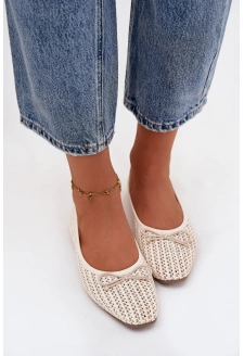 Baleriny Z Plecionką I Kokardką Ecru Belirra