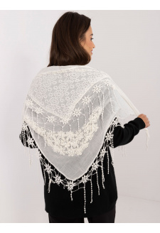 Ecru women's scarf with fringes