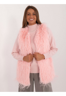 Light pink fur vest with pockets