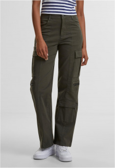 Ladies Loose Utility Stretch Twill Pants blackolive